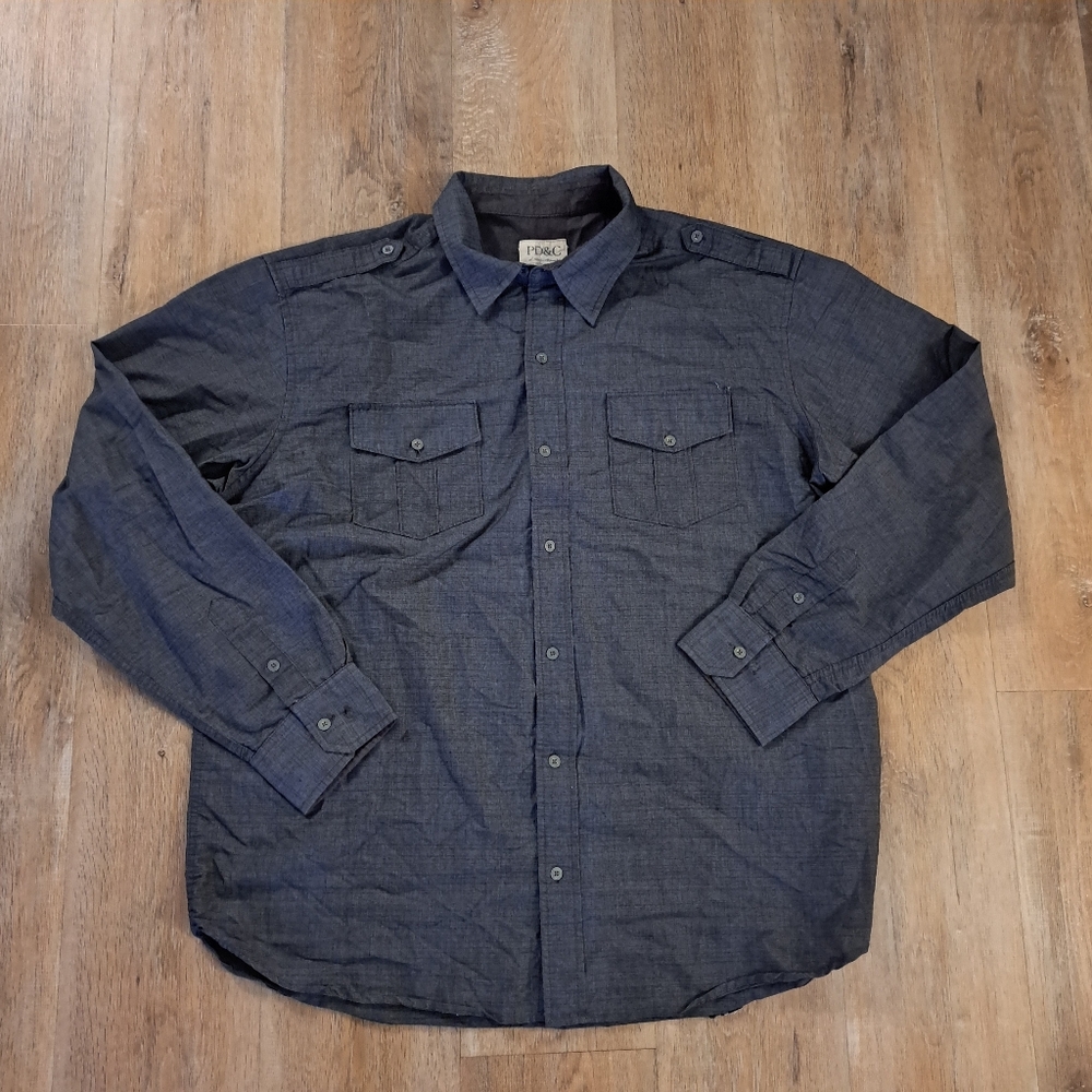 PD&C Dark Blue Button-Up Shirt Men's Size 2X